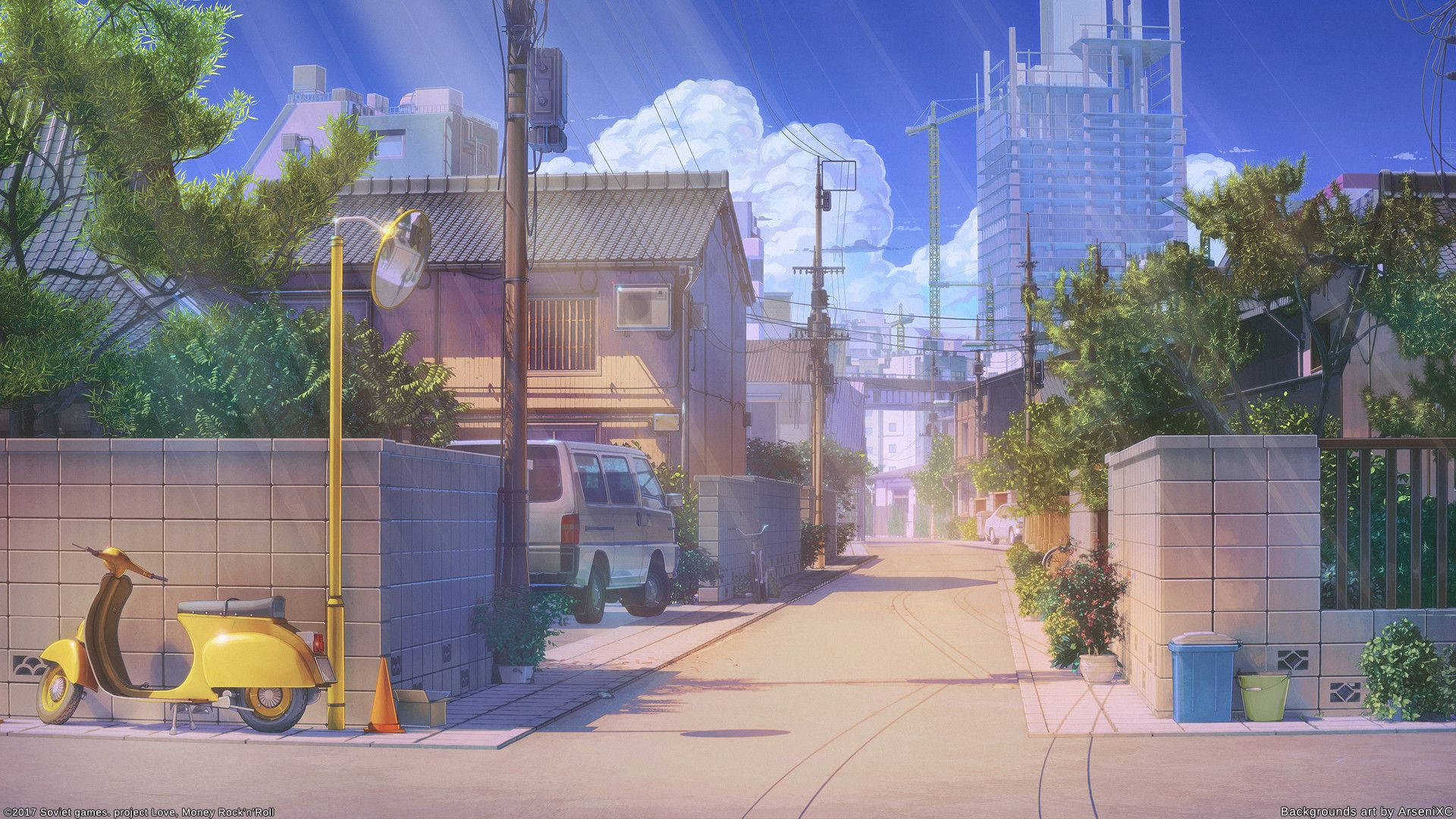 Stradă anime japoneză în timpul zilei Fundal