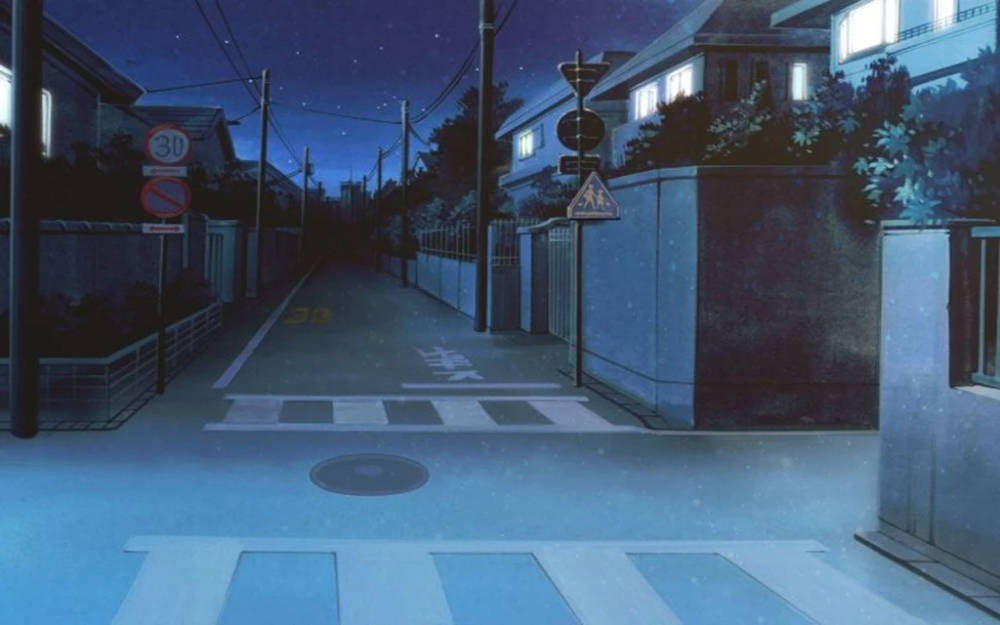 Stradă întunecată japoneză anime noaptea Fundal