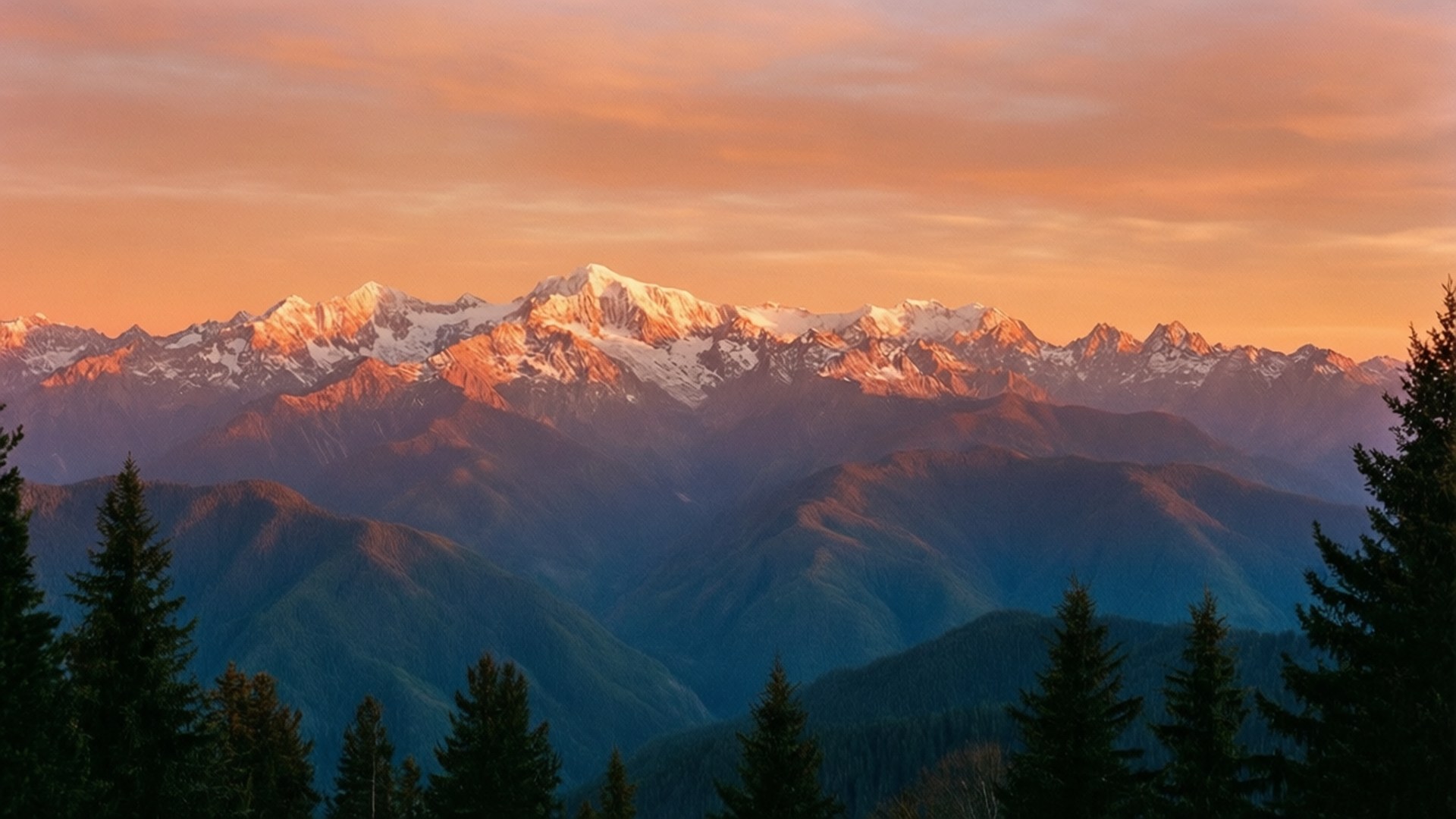 Strălucirea Apusului Alpin Fundal
