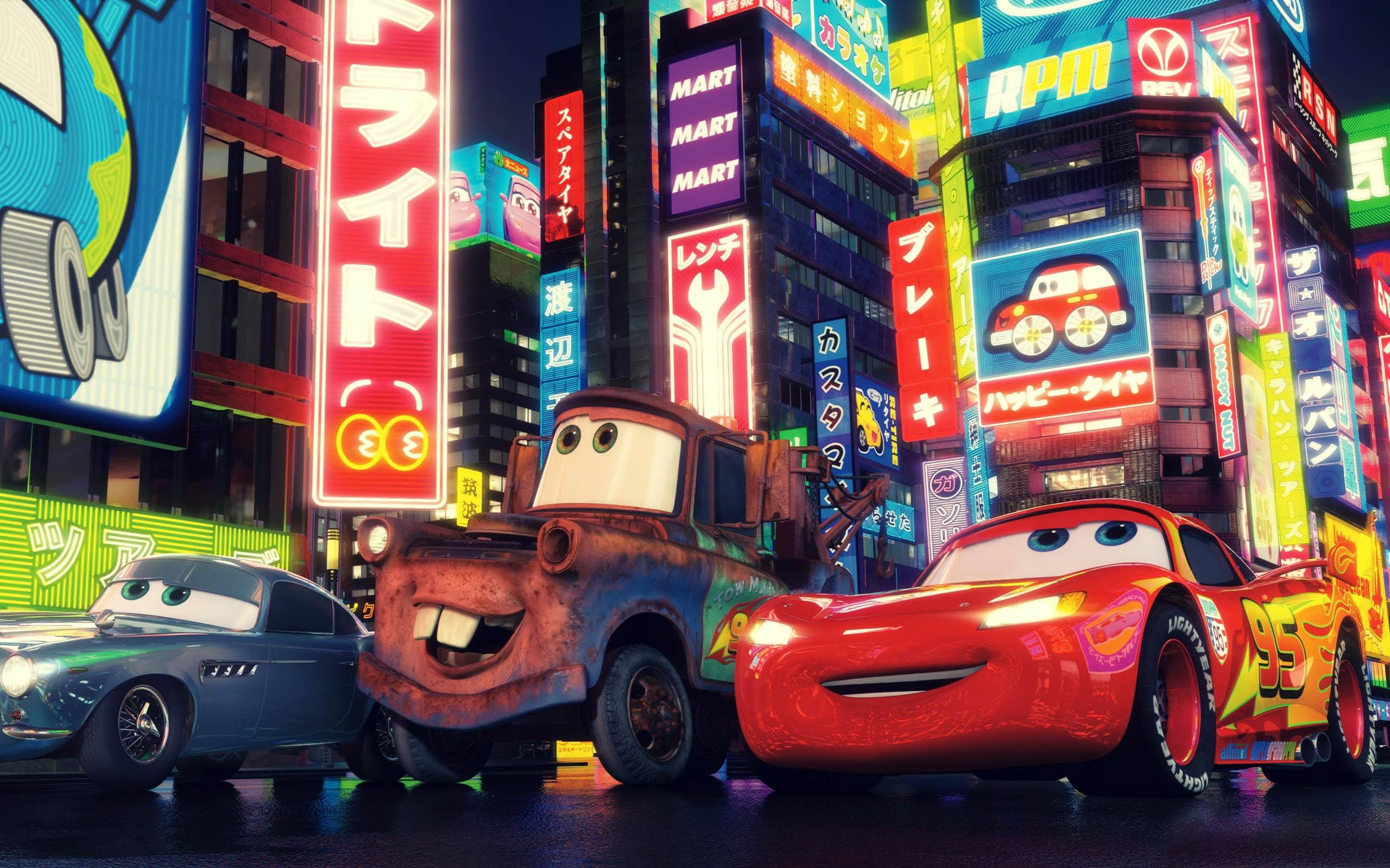 Străzile din Tokyo din Cars 2 Fundal