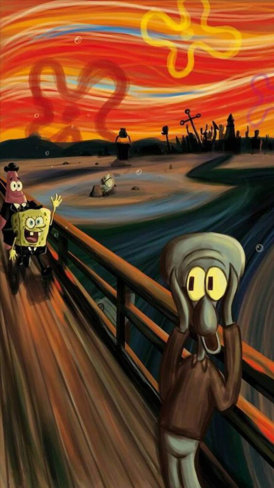 Strigătul amuzant al lui Squidward cu stil estetic Fundal