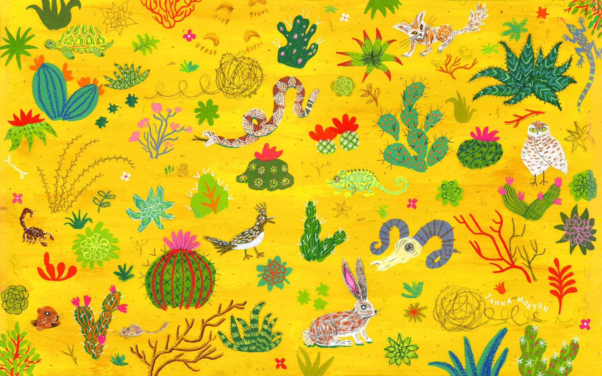 Succulente Doodle Tumblr Laptop Fundal