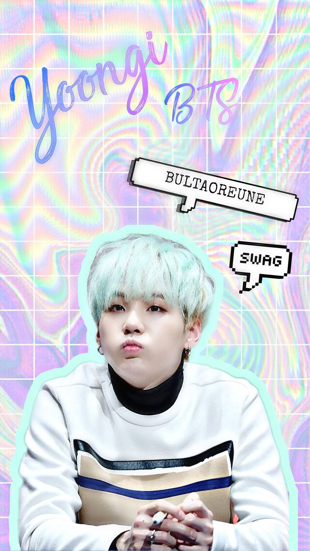 Suga BTS drăgut, baloane de vorbă Fundal