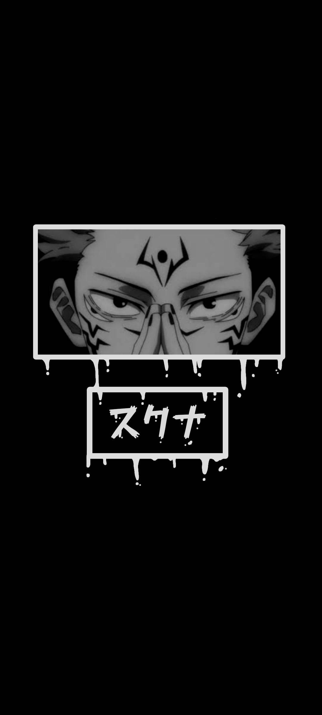 Sukuna Jujutsu Kaisen Anime Alb-Negru iPhone Fundal