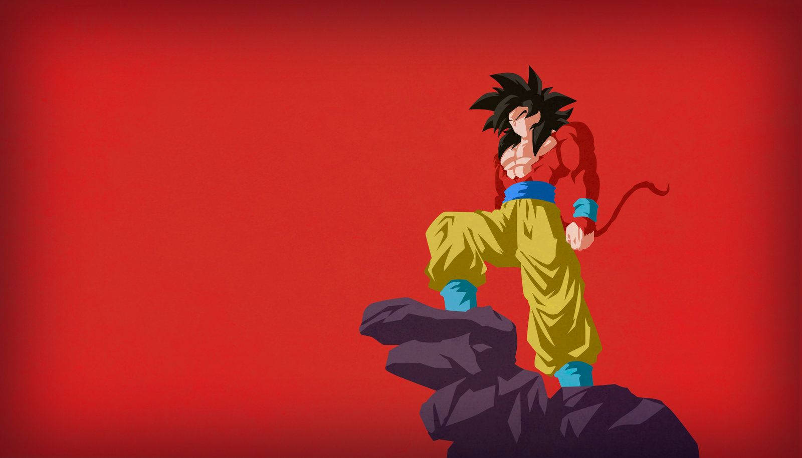 Tapet cu Goku în Super Saiyan 4 pe un fundal gradient roșu. — Goku Fundal