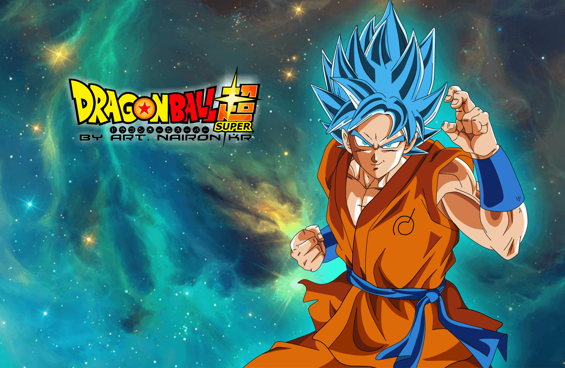 Super Saiyan Legendar, Goku, în forma sa Super Saiyan Blue Fundal