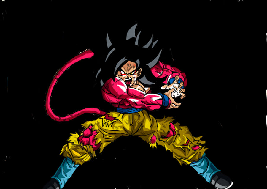 Super Saiyan4 Goku în Poziție de Luptă Aprigă Fundal