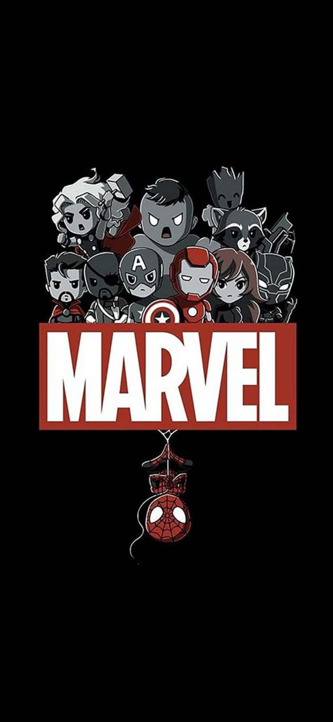 Supereroi Chibi iPhone XS Fundal Marvel Fundal