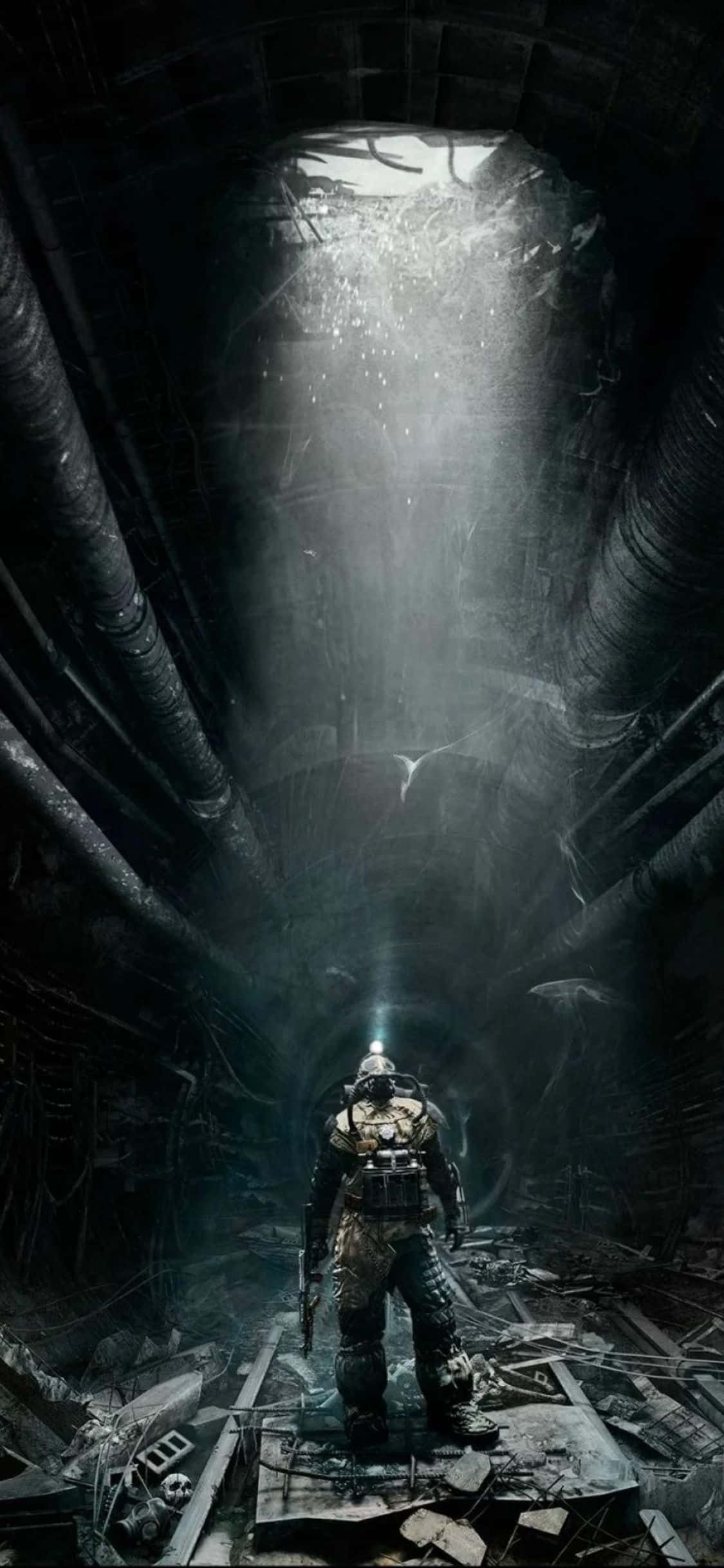 Supraviețuiește iernii nucleare în lumea post-apocaliptică a Metro Exodus pe iPhone X Fundal