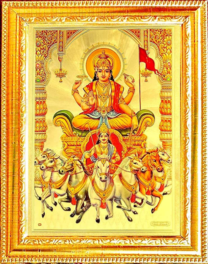 Surya Bhagwan cu Rame Aurie Fundal