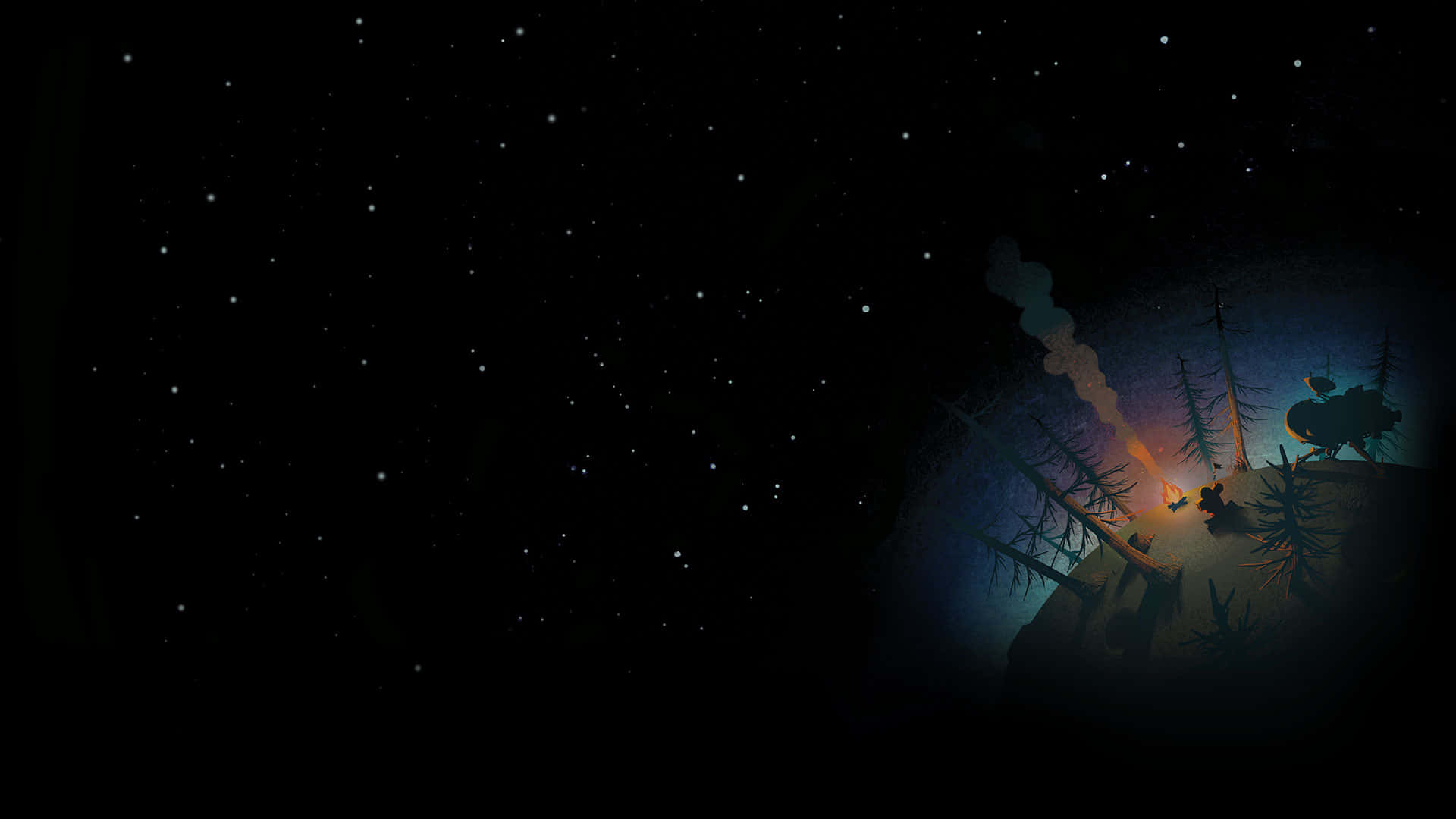 Tabără Outer Wilds într-o noapte înstelată Fundal