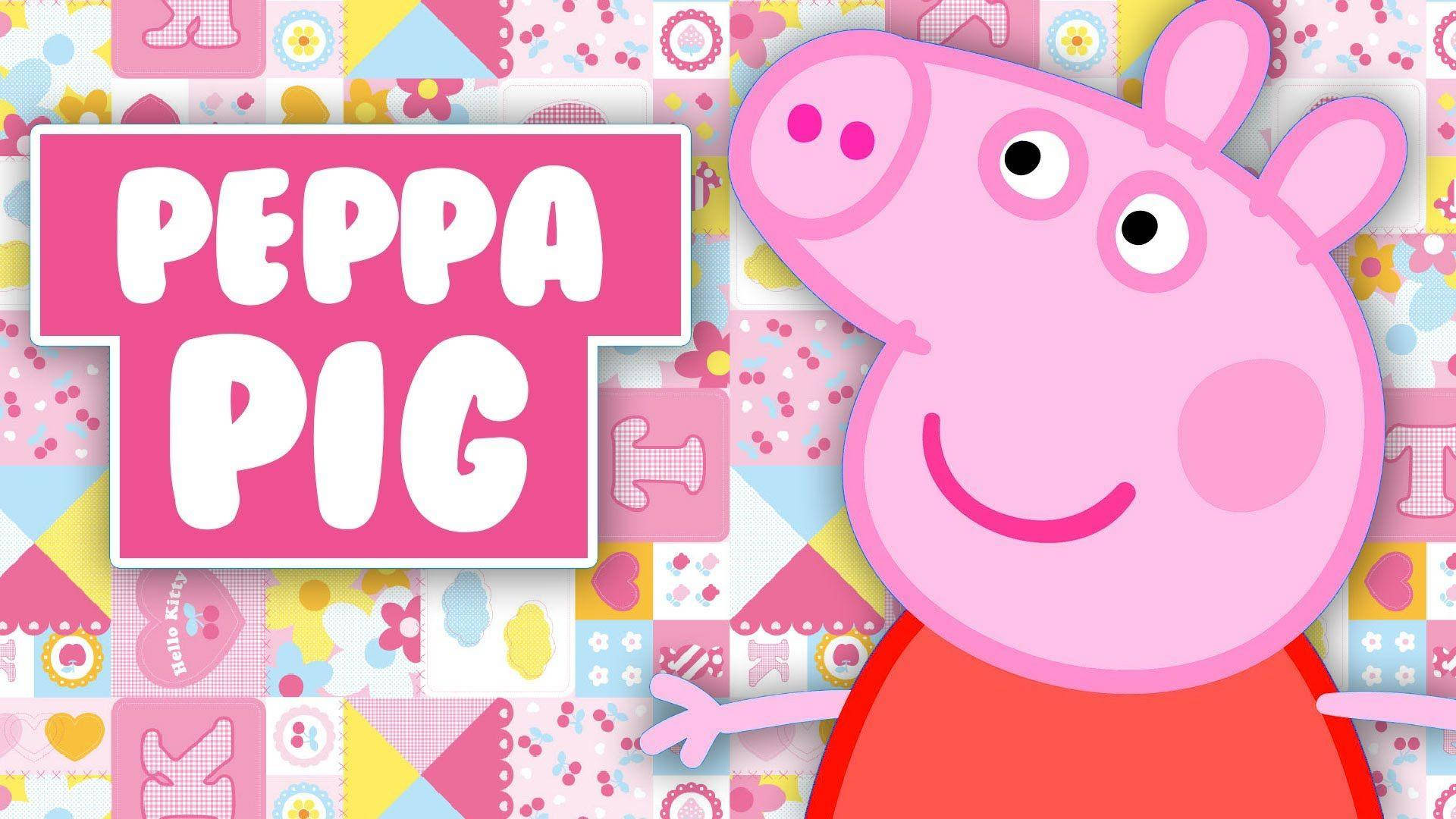 Tabletă Adorabilă Peppa Pig pe Fundal Hello Kitty Fundal