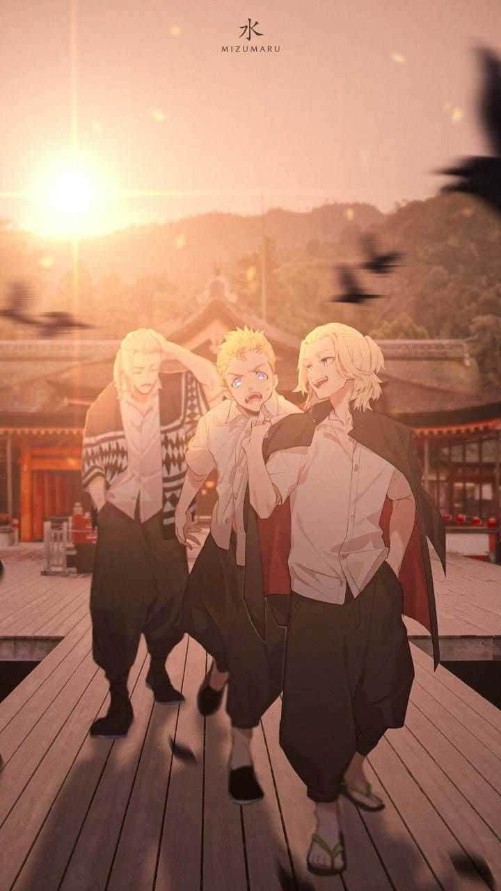 Takemichi, Mikey și Draken din Tokyo Revengers Anime Fundal