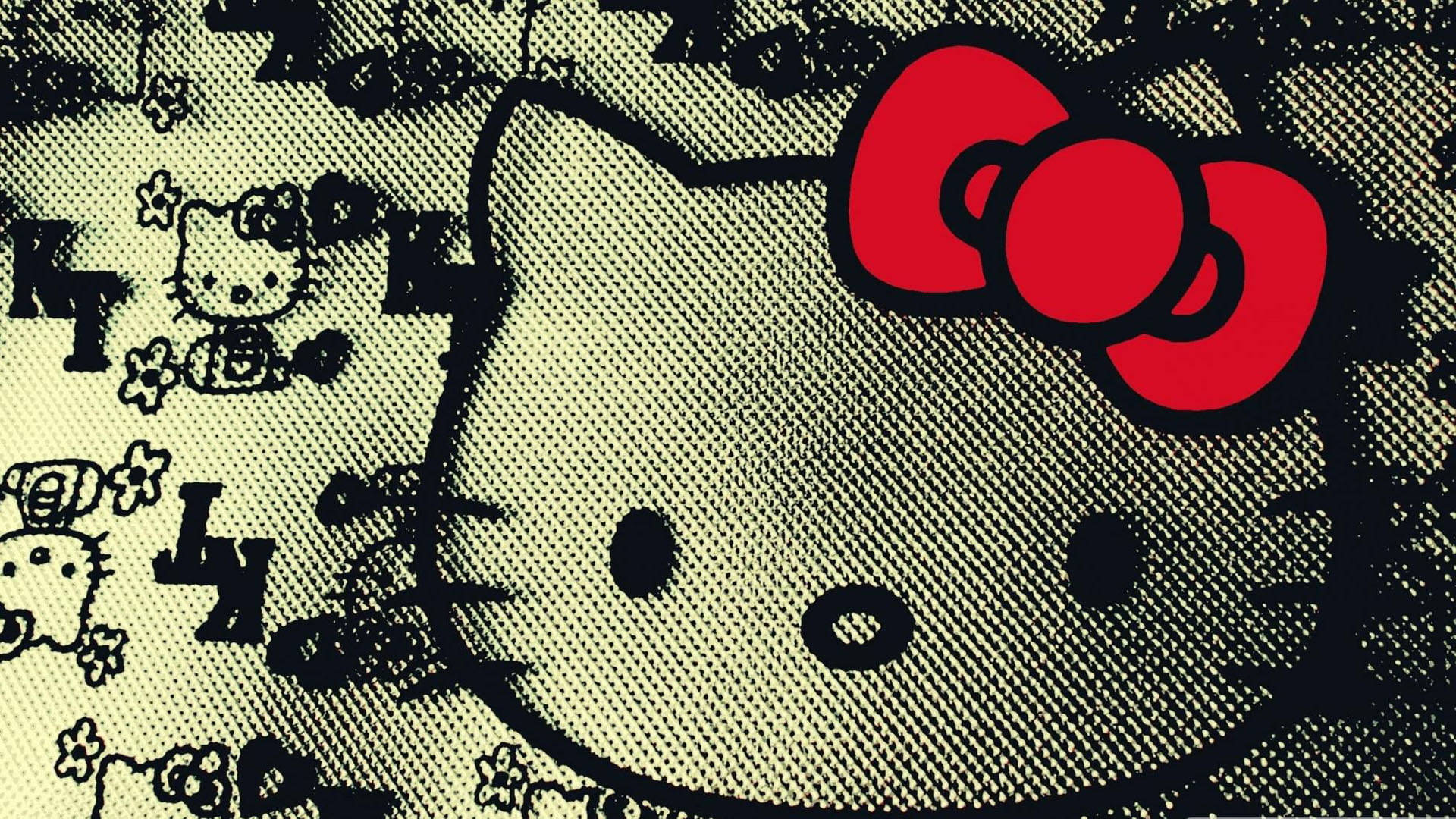 Tapet Artistic Hello Kitty Negru Fundal