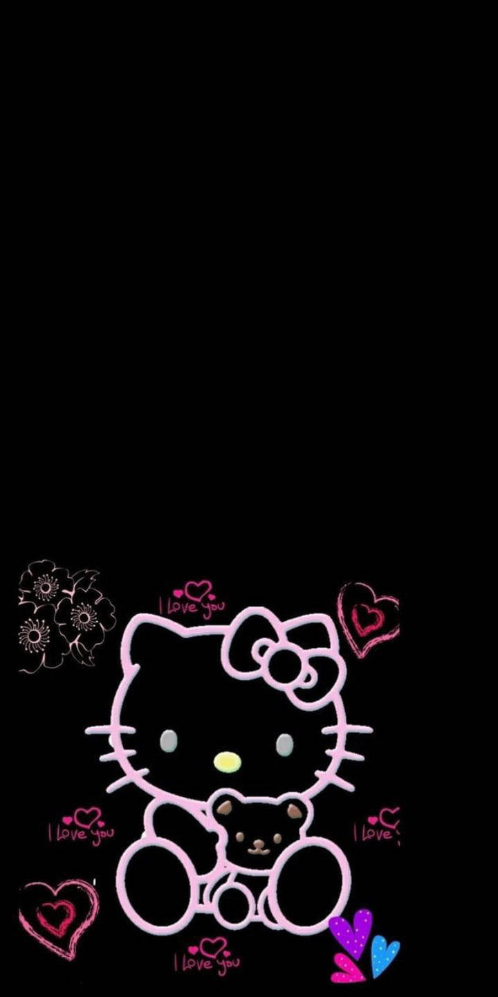 Te iubesc Hello Kitty pe negru Fundal