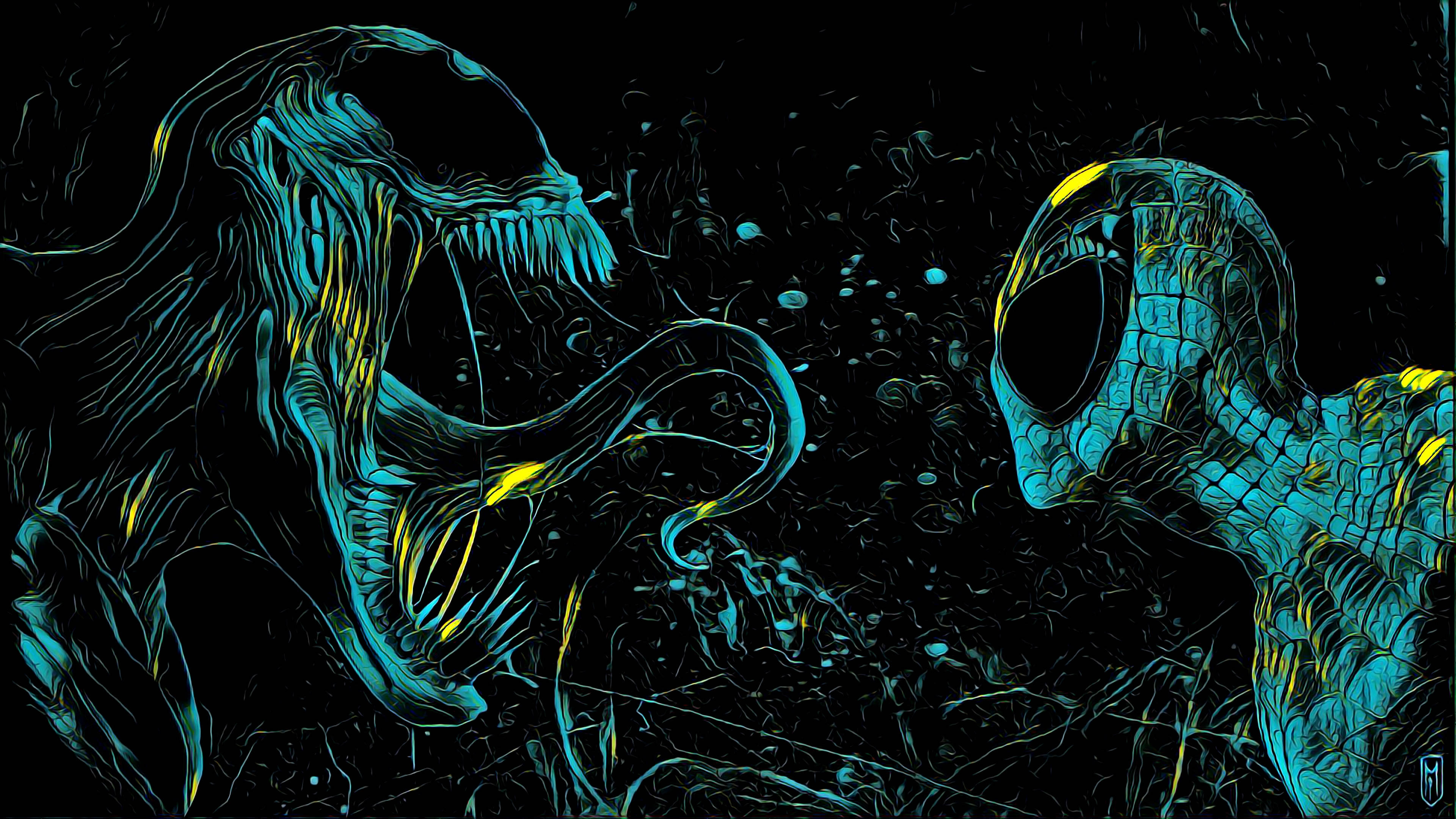 Teal 4K Ultra HD Venom și Spider-Man Fundal