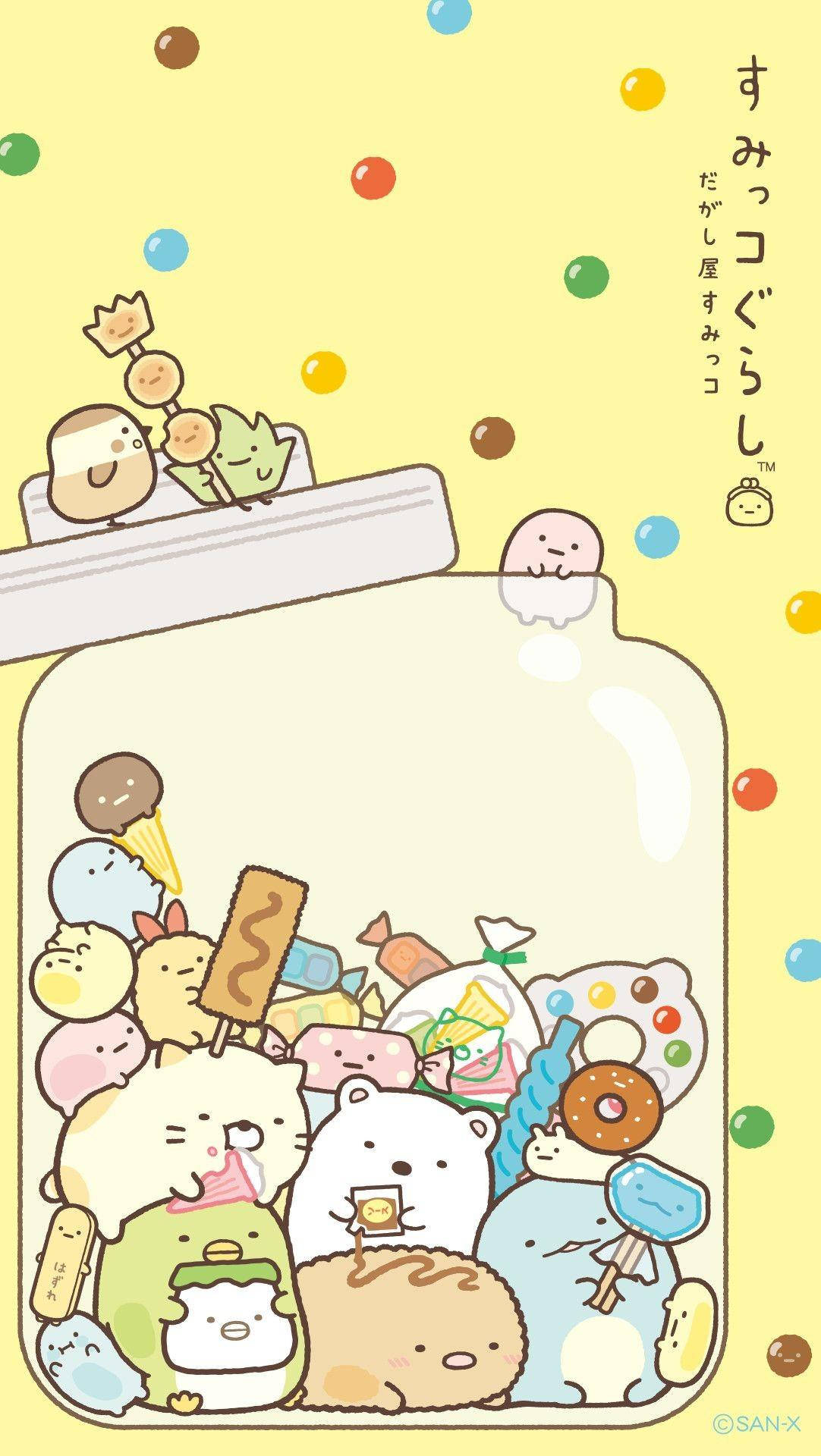 Telefon aesthetic cu Sumikko Gurashi drăguț Fundal