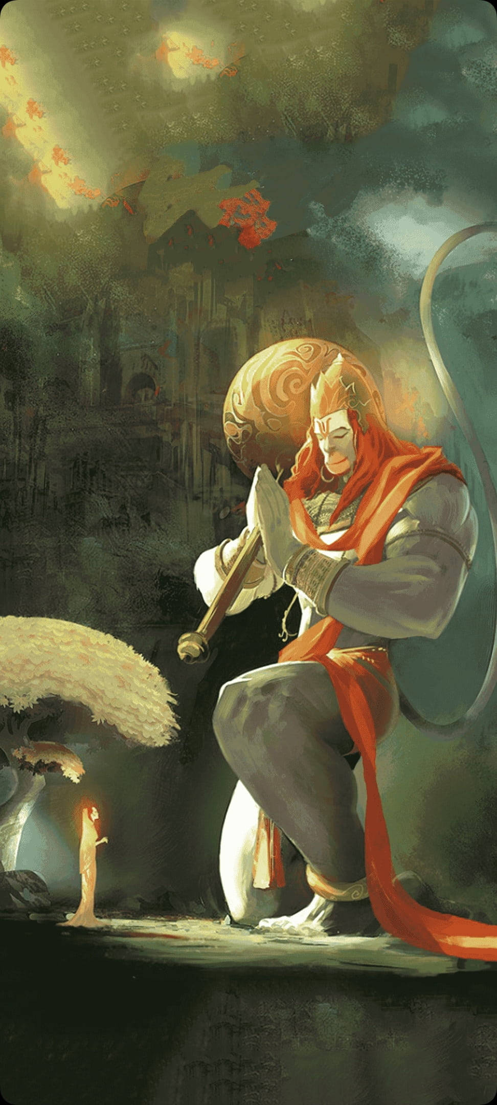 Telefon Zeul Hindu Hanuman Rugandu-se Fundal