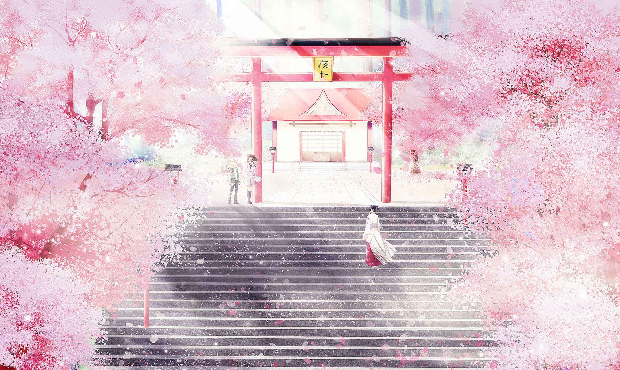 Templu Noragami roz estetic anime Fundal