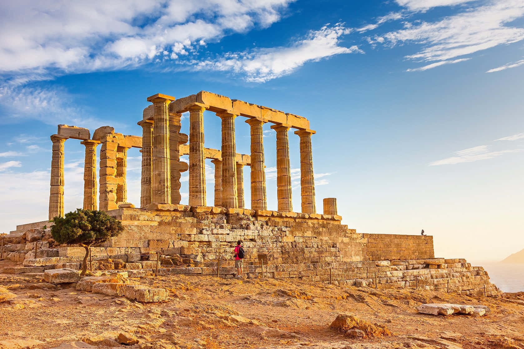 Templul lui Poseidon fascinant Fundal