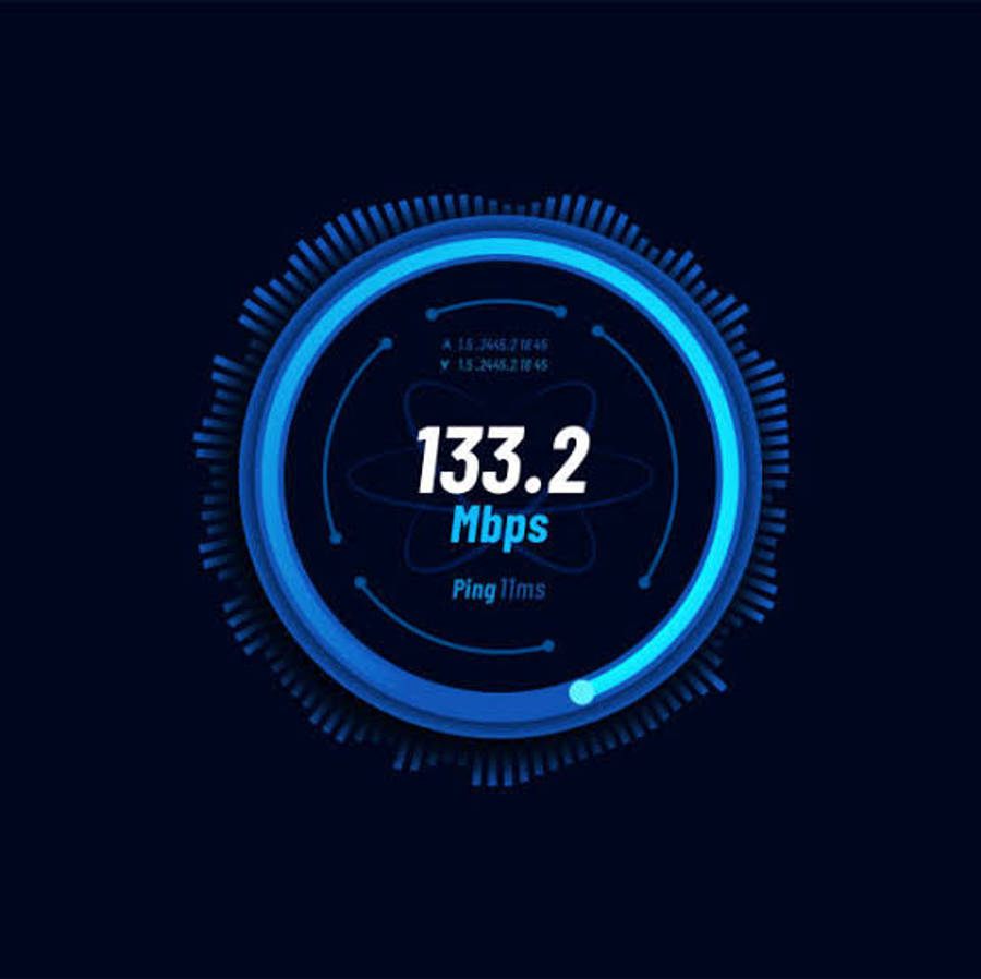 Test de viteză internet în neon albastru Fundal