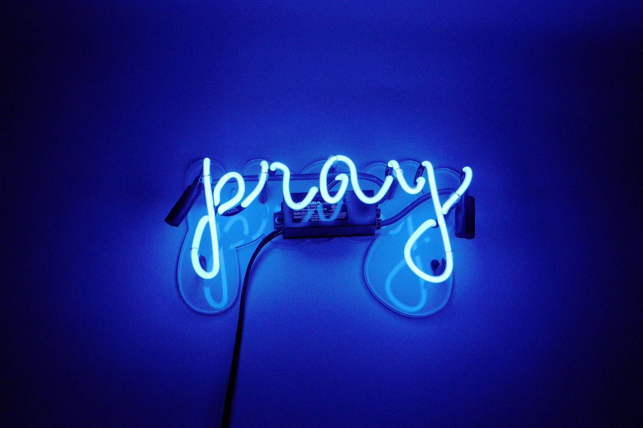 Text creștin estetic cu lumini neon Fundal