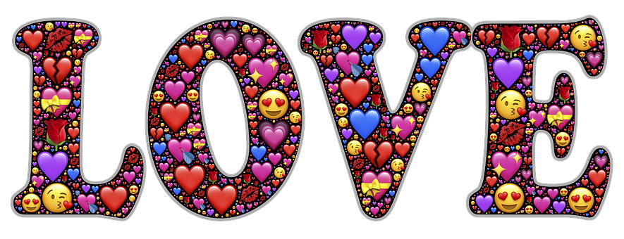 Text de dragoste cu emoji colorate Fundal