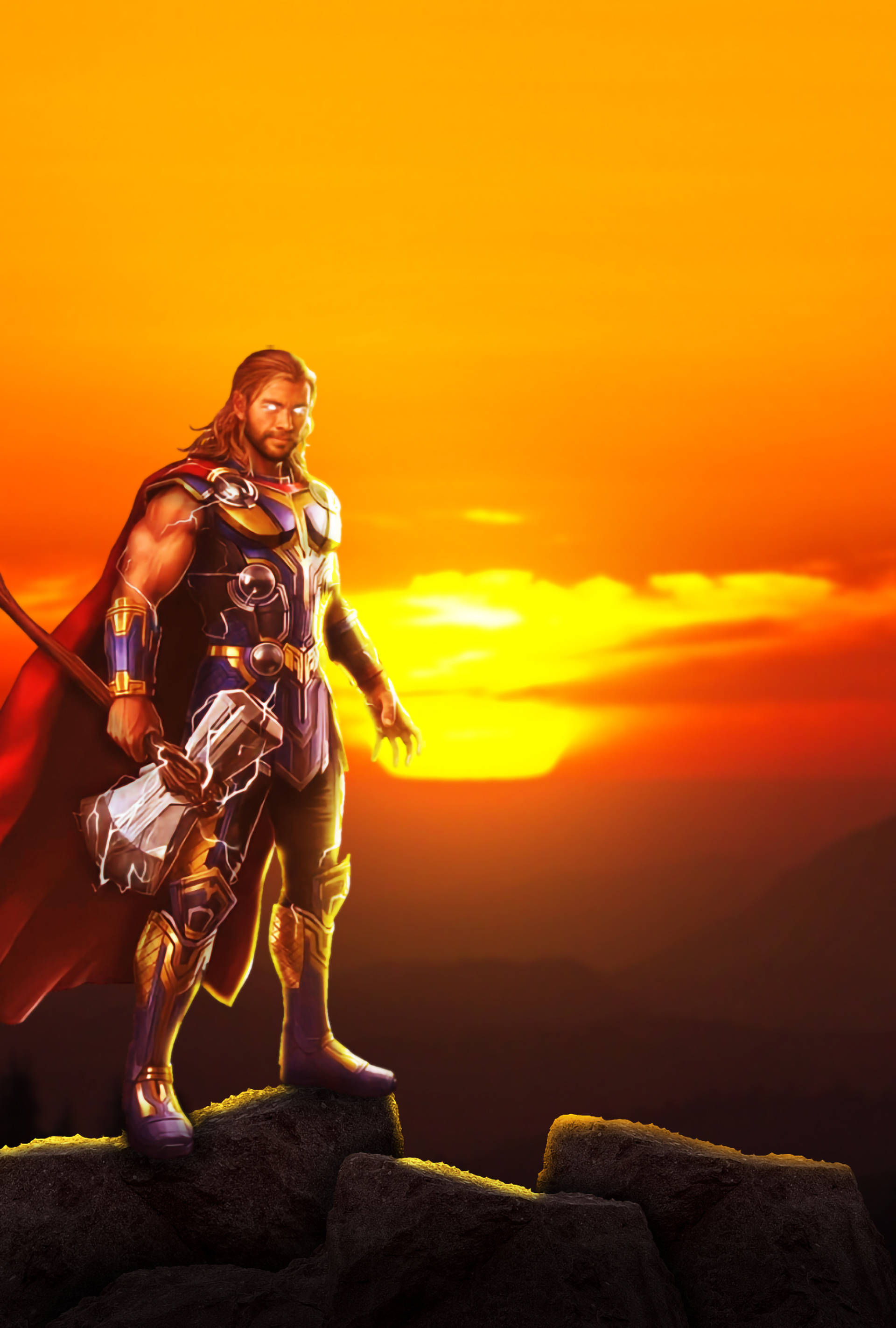 Thor Love And Thunder Apus de Soare Artă Fundal