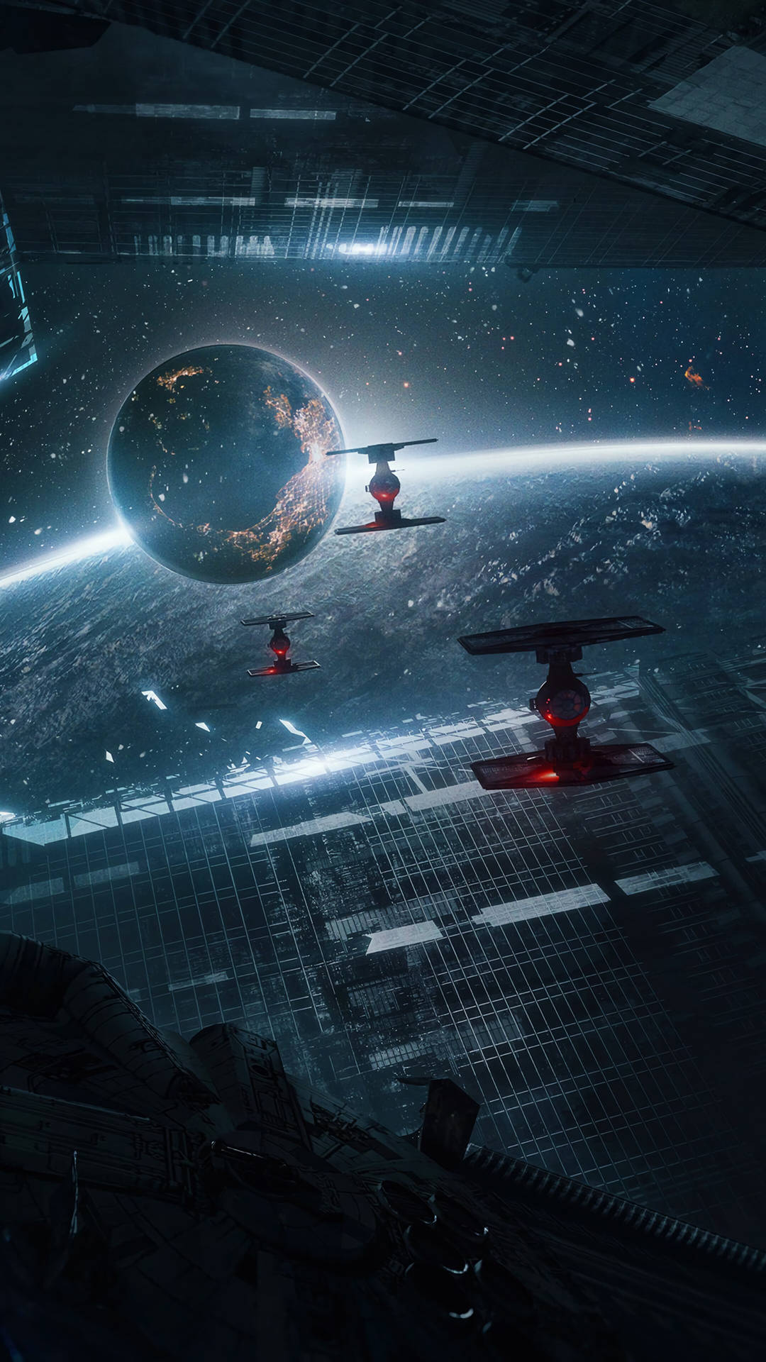 Tie Fighters Spațiu 4K Telefon Fundal