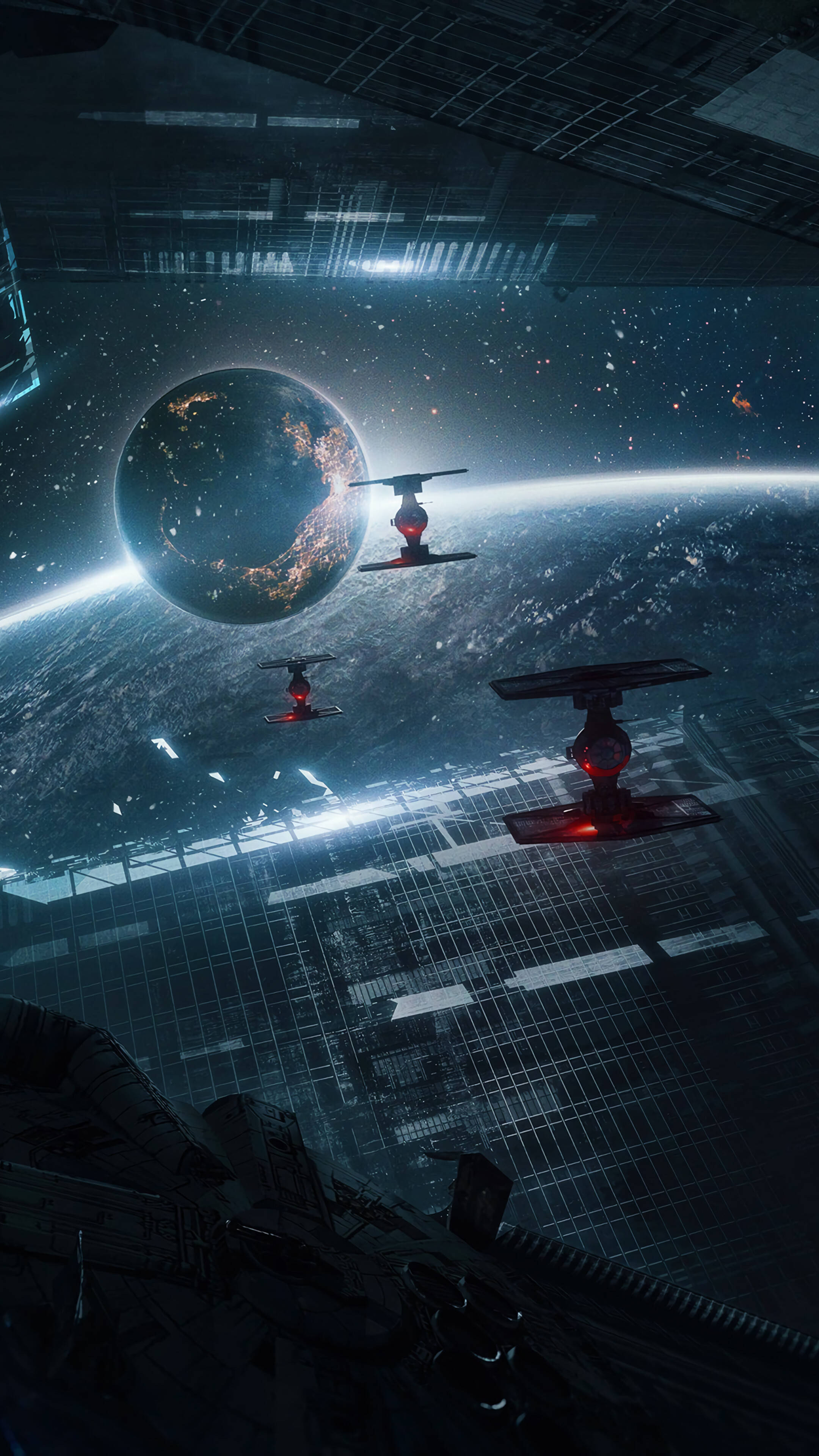 Tie Fighters Spațiu 4K Telefon Fundal