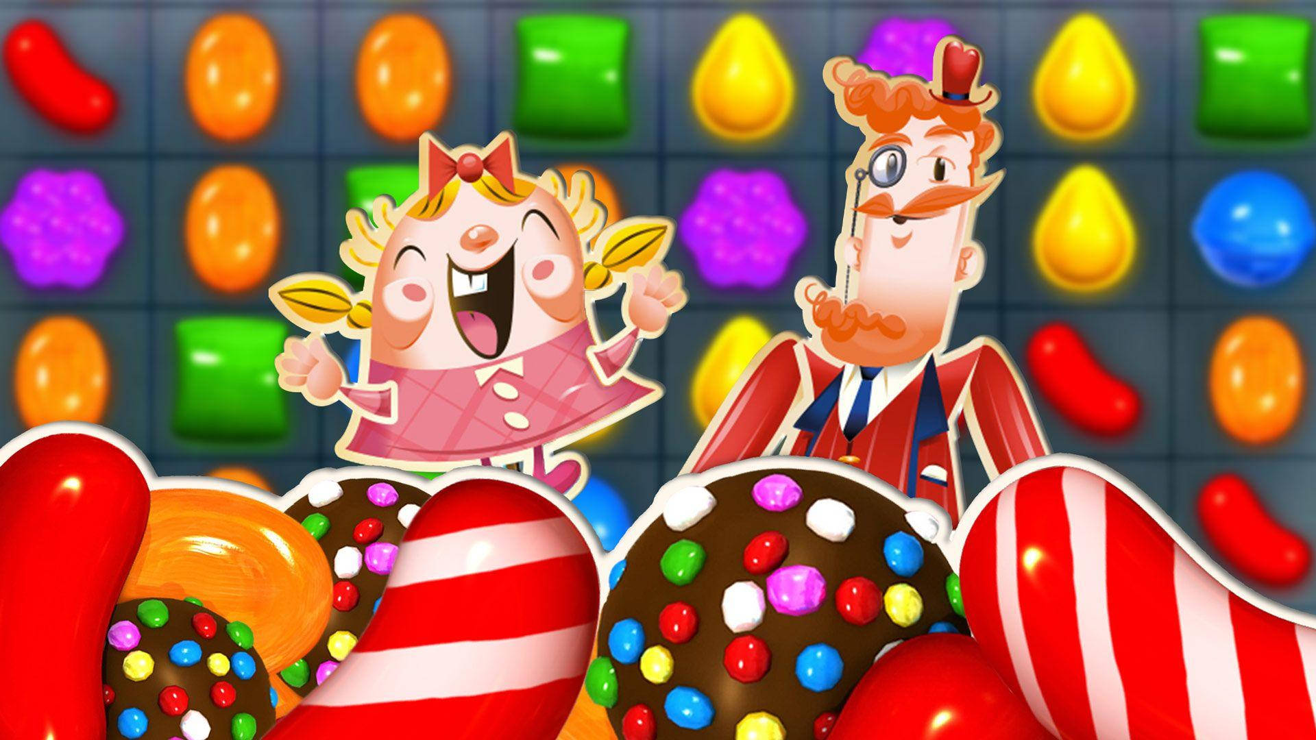 Tiffi și Mr. Toffee în Candy Crush Saga Fundal