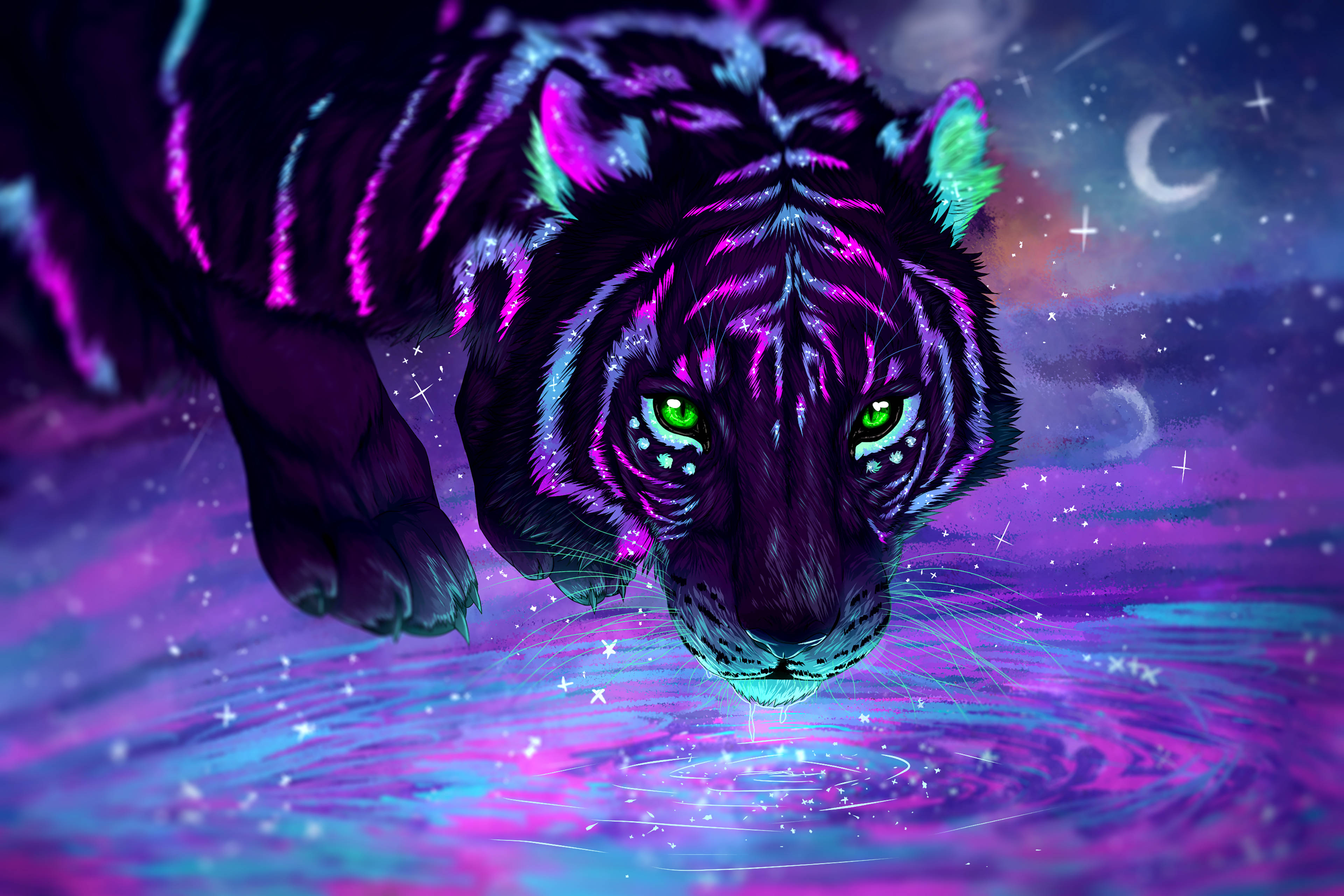Tiger estetic violet neon Fundal