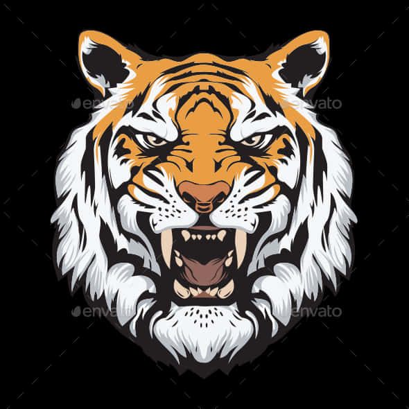 Tiger intens - artă vectorială cu față de tigru Fundal