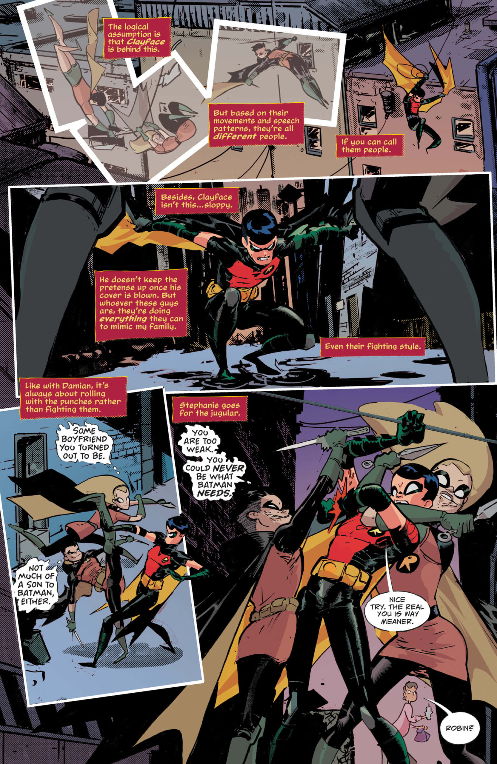 Tim Drake încrezător, prezentându-și abilitățile de supererou Fundal