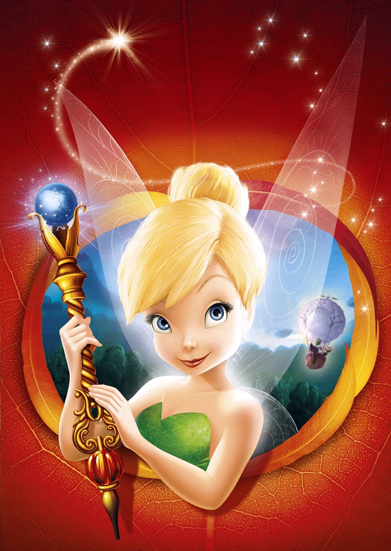 Tinker Bell Ținând Bastonul Magic Fundal