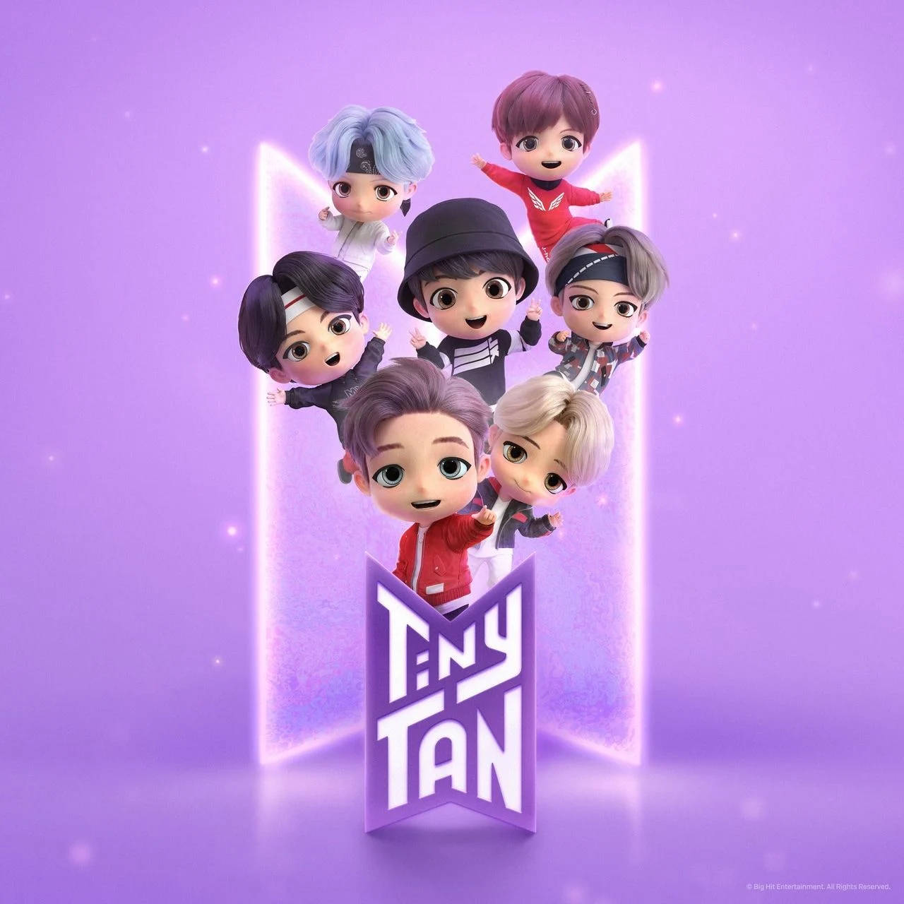Tiny Tan BTS cu Logo Fundal