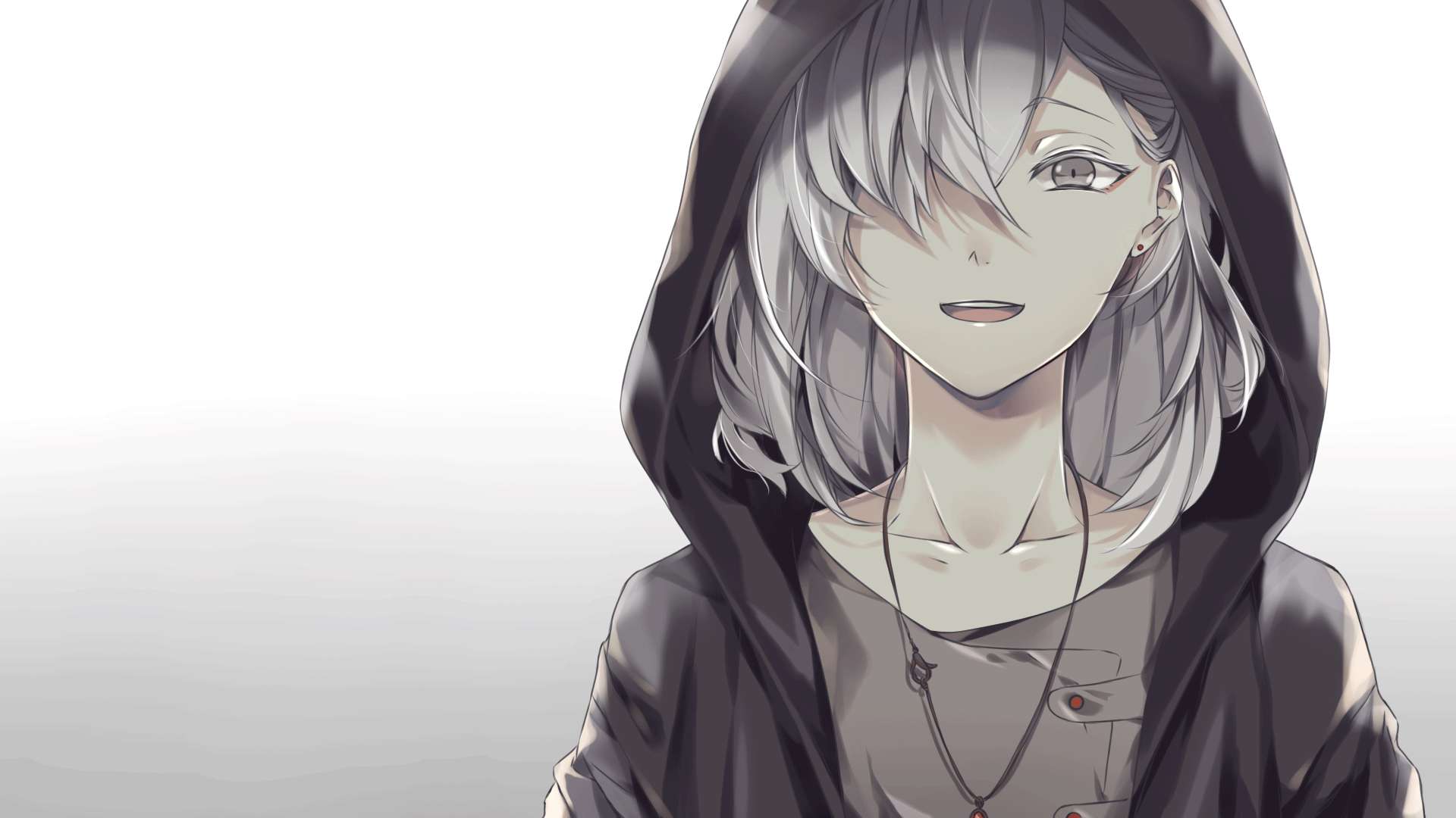 Tip anime cu păr alb Nightcore Fundal