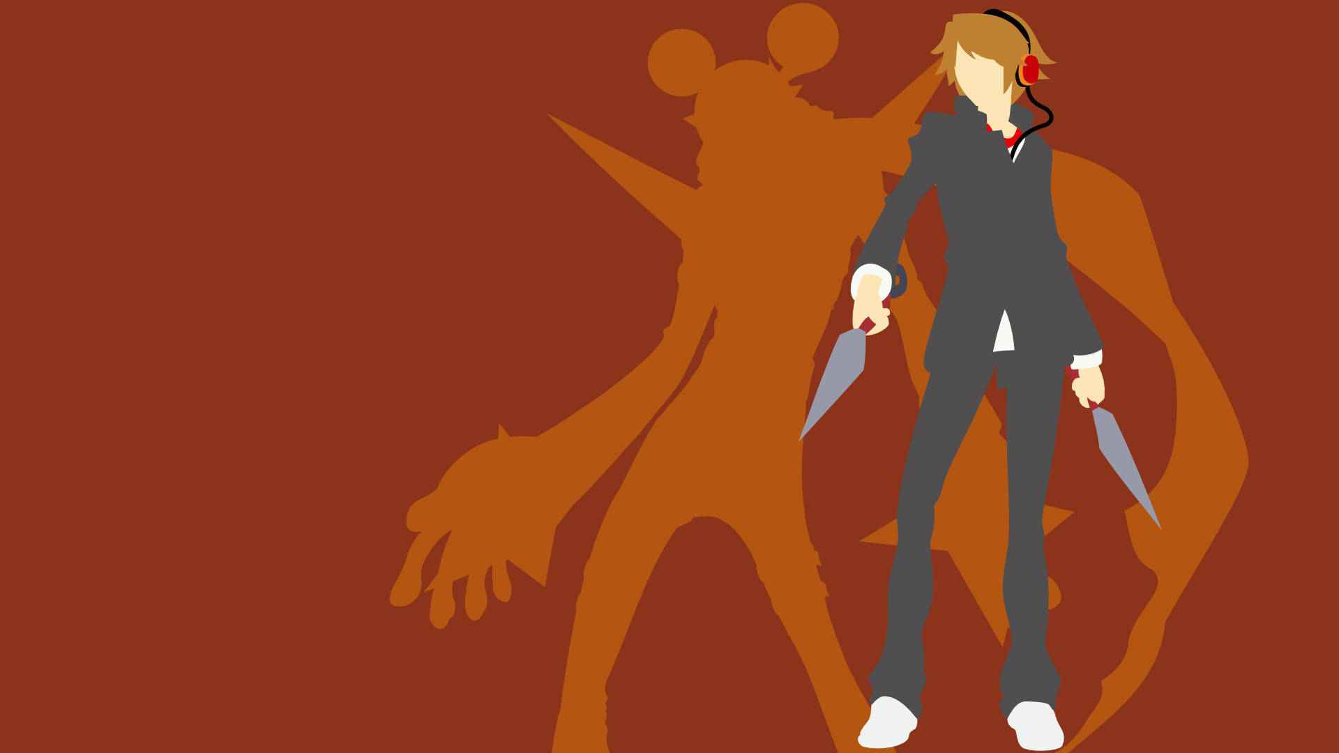 Tip cu păr portocaliu Anime Minimalist Fundal