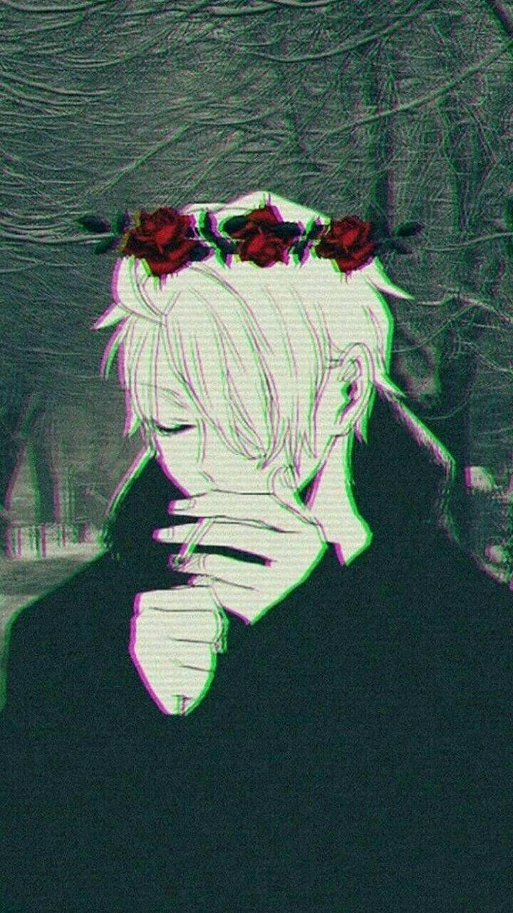 Tip drăguț anime cu coroană de trandafiri Fundal