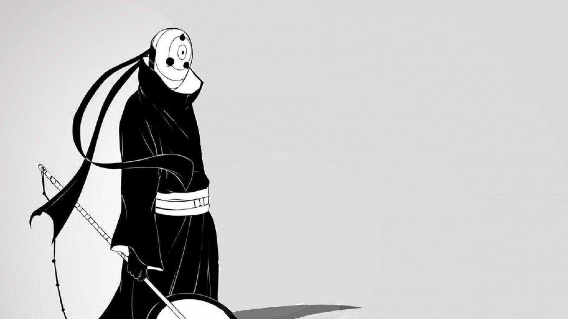 Tobi Naruto Estetică Alb-Negru Fundal
