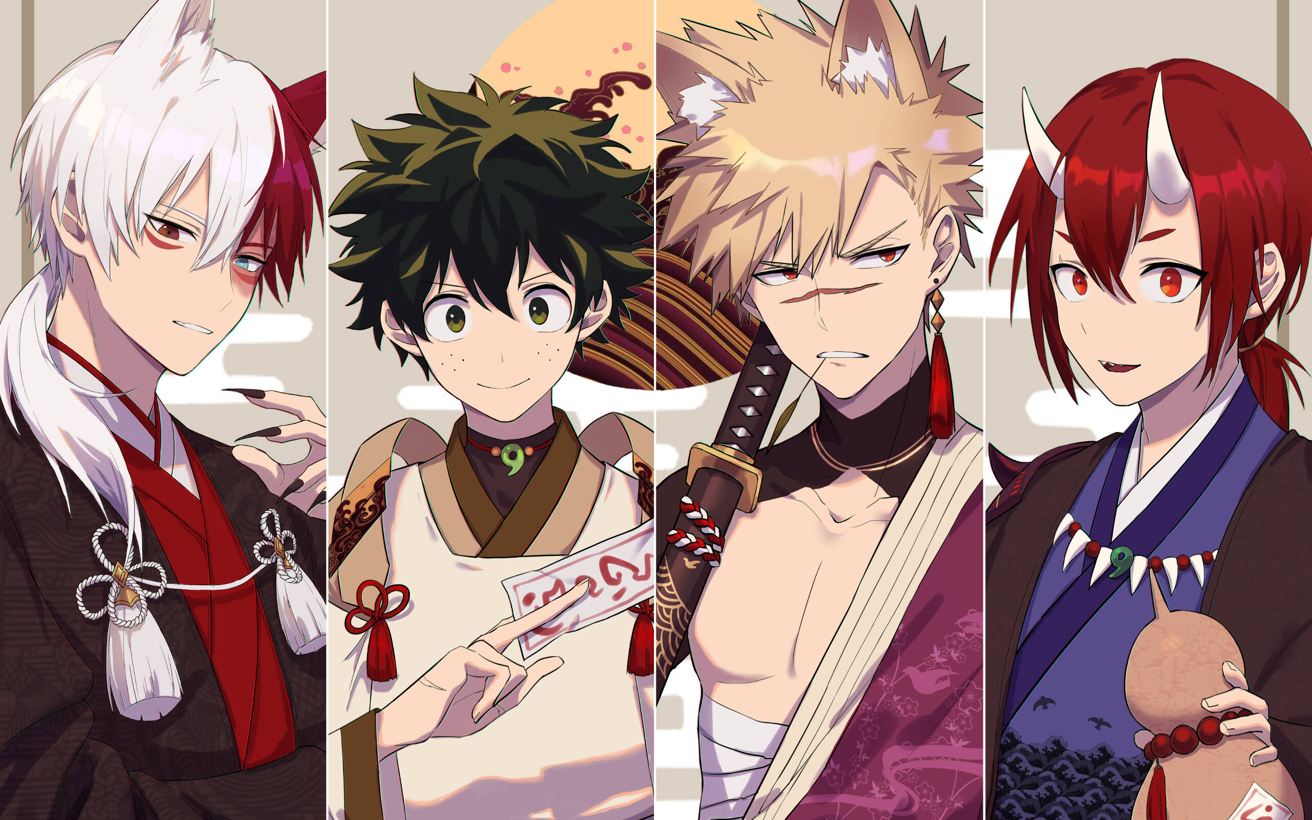 Todoroki drăguț alături de Bakugo și Midoriya Fundal