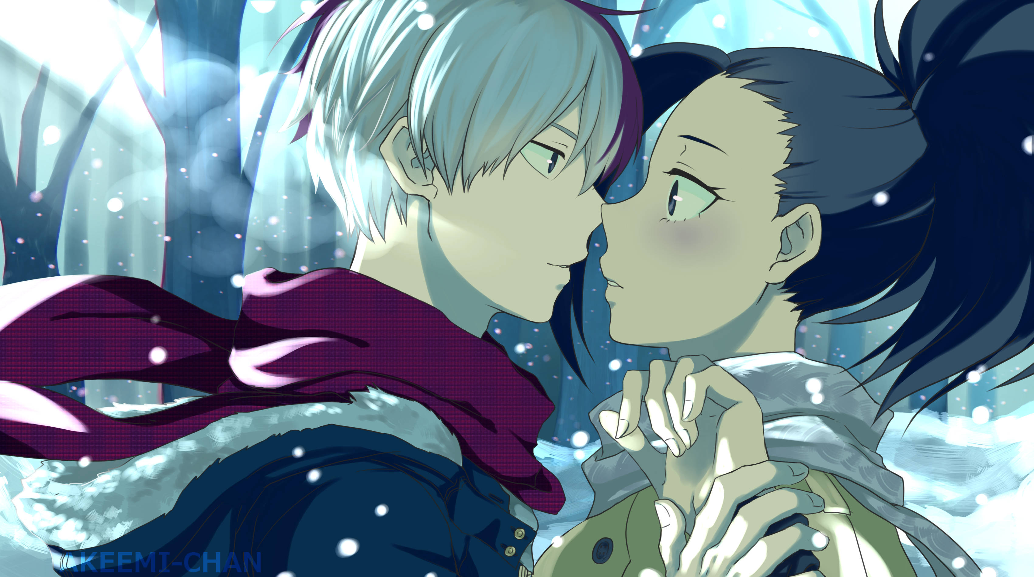 Todoroki drăguț cu Momo Yaoyorozu Fundal
