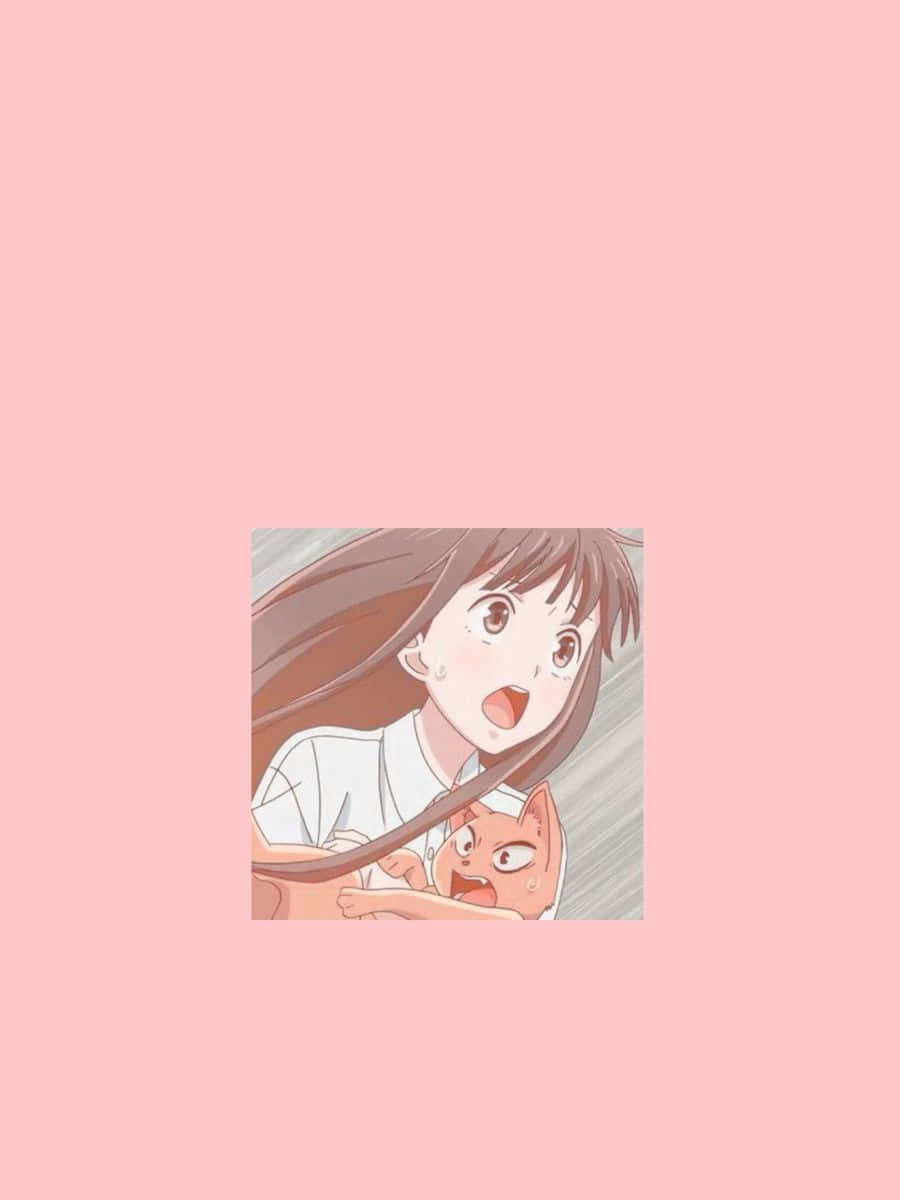 Tohru Honda Roz Albastru Minimalist Anime Fruits Basket Fundal
