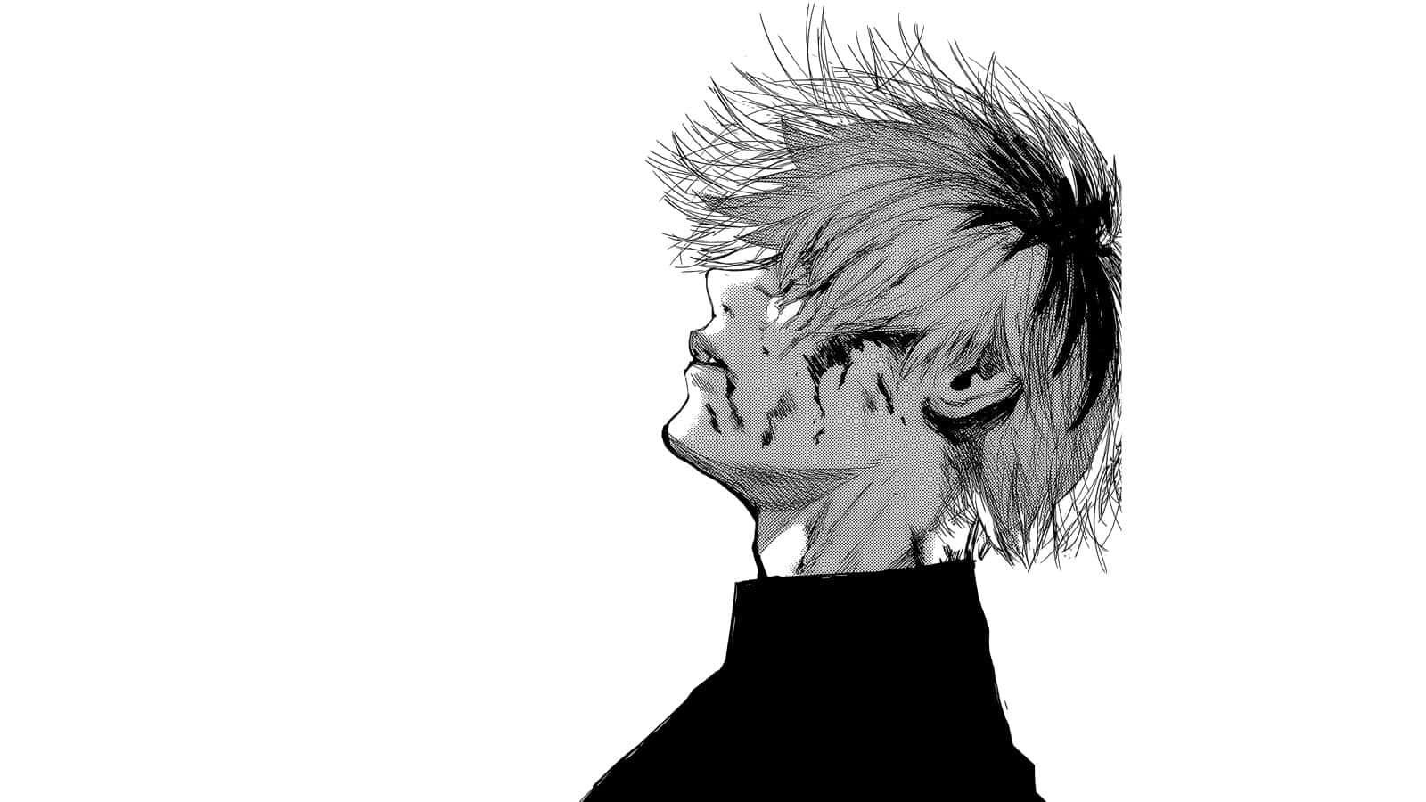 Tokyo Ghoul Pfp Alb-Negru Kaneki Fundal