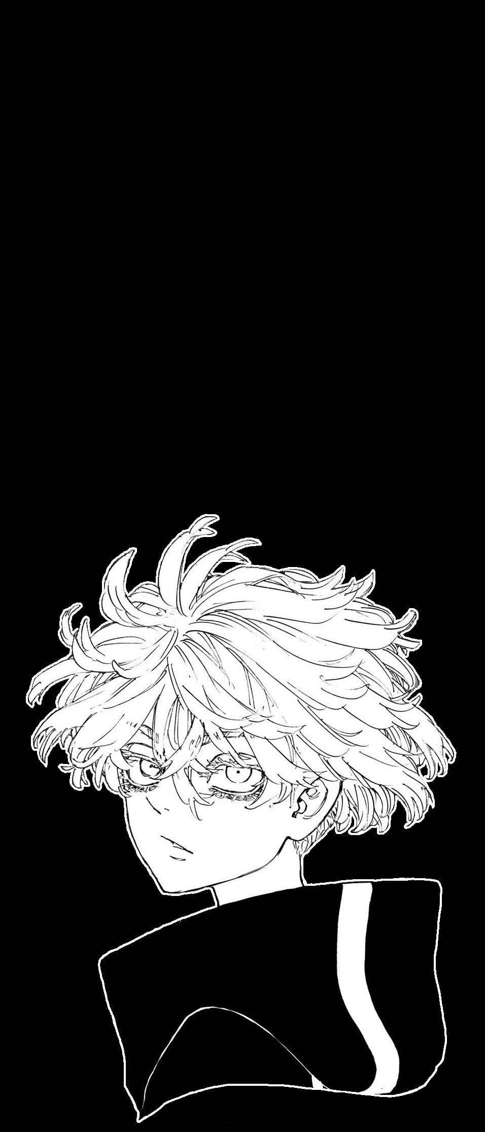 Tokyo Revengers Senju Kawaragi PFP Alb-Negru Fundal