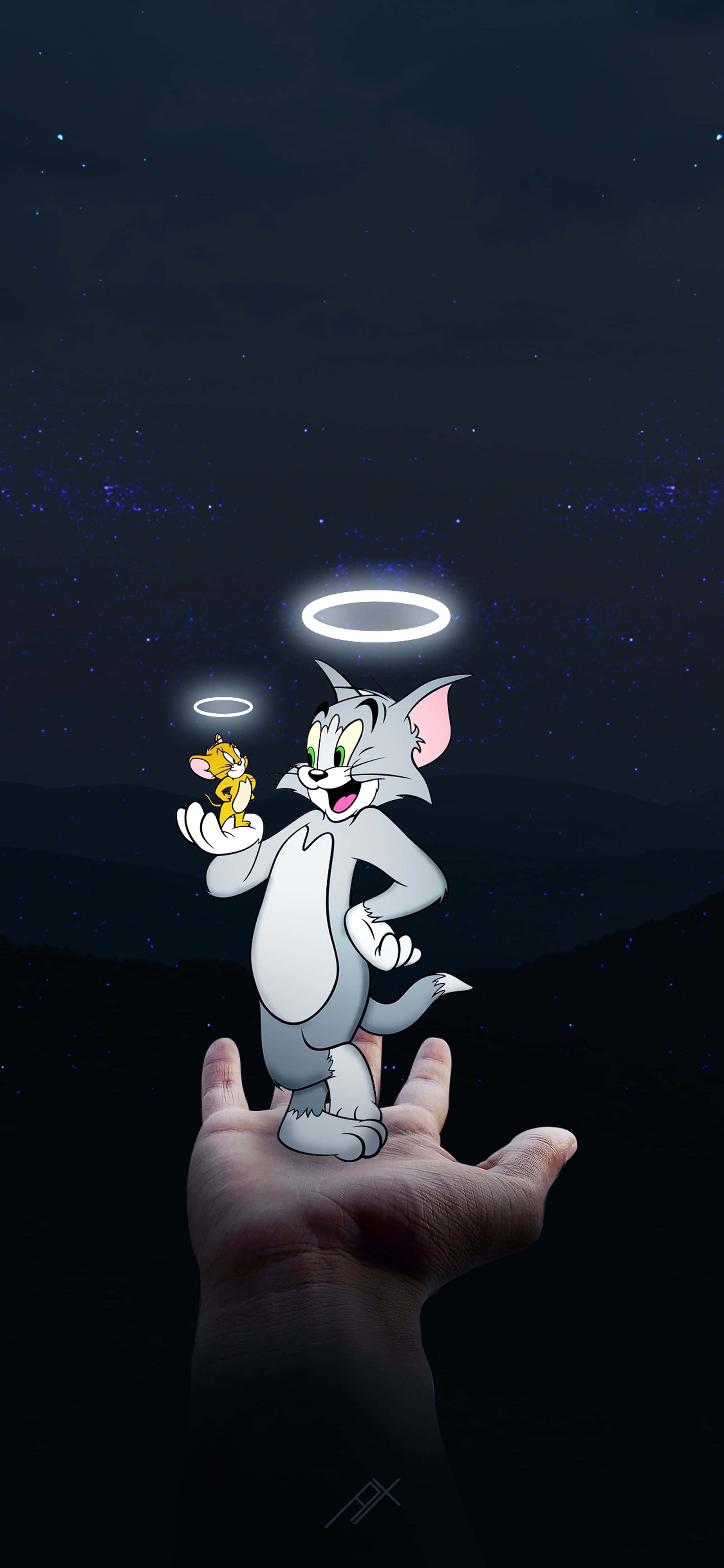 Tom și Jerry cu aureolă fundal desen animat Fundal