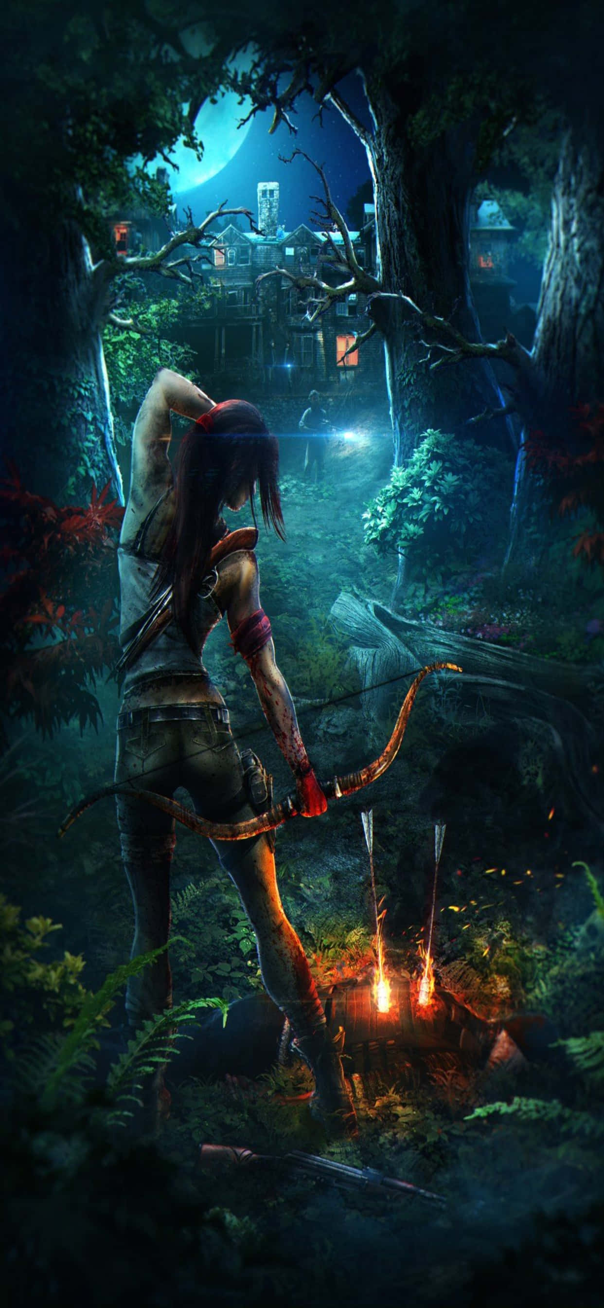 the tomb raider - o femeie într-o pădure Fundal