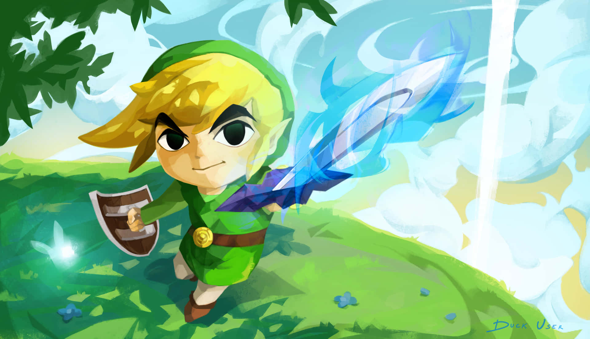 Toon Link cu sabia sa în flăcări Fundal