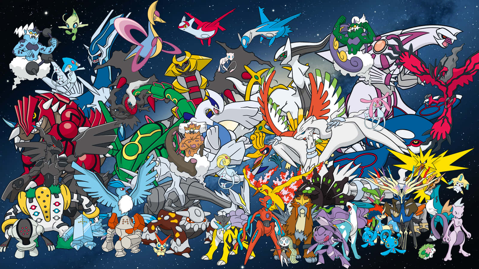 Toți Pokémonii Legendarî Împotriva Stelelor Fundal