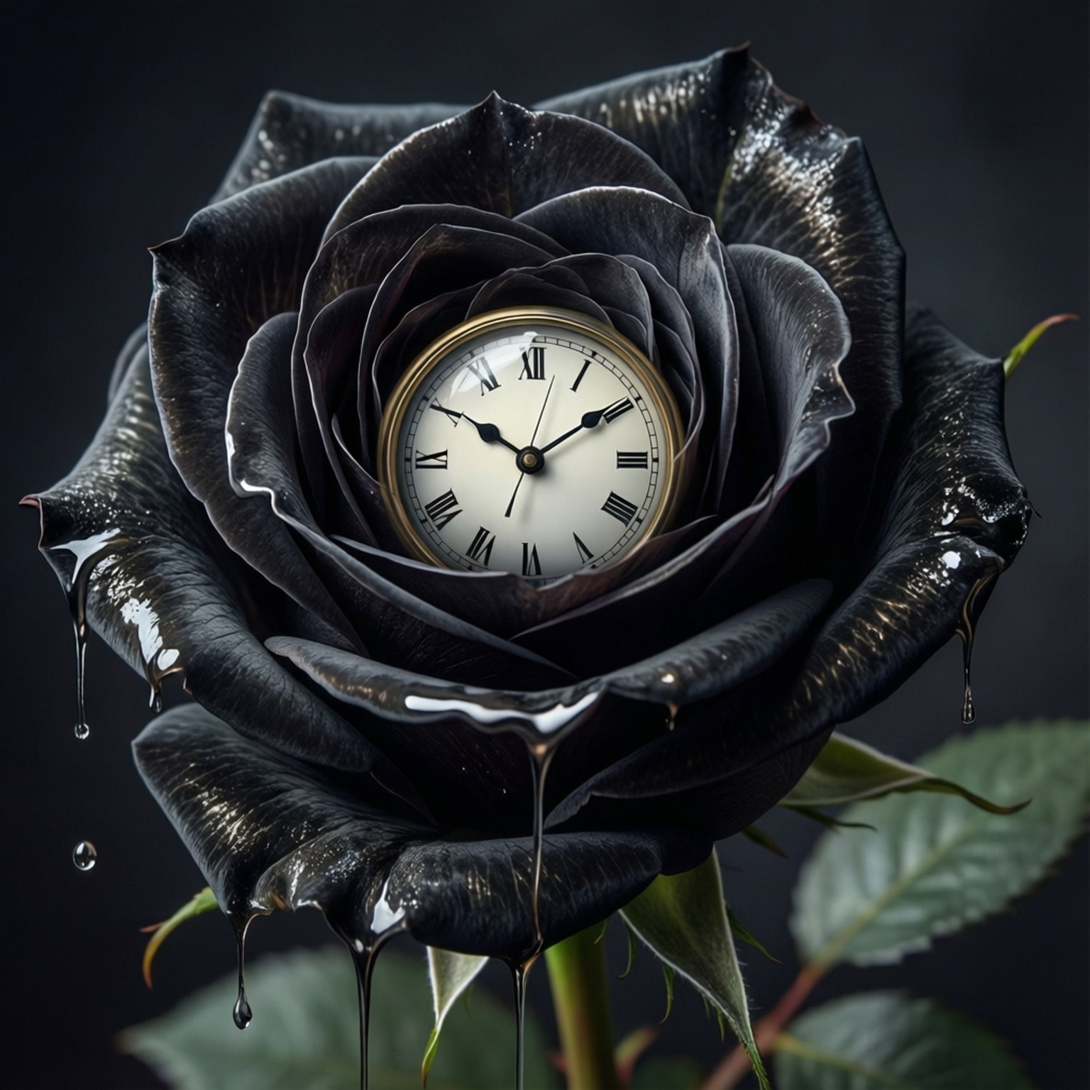 Trandafir Negru Surrealist Mecanic Fundal